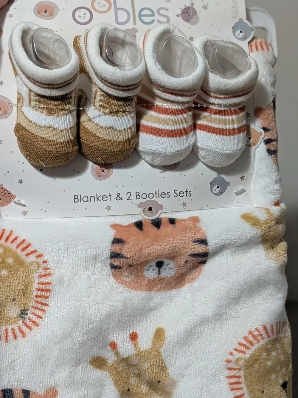 Danbar Baby Blanket Bootie Set NWT Safari Giraffe Leopard Lion Jungle Gift 3pc